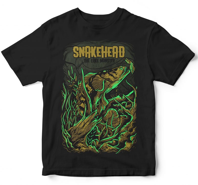 SNAKEHEAD, The lake monster fish buy t shirt design artwork