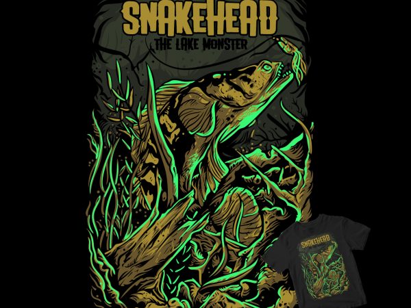 Snakehead, the lake monster fish buy t shirt design artwork