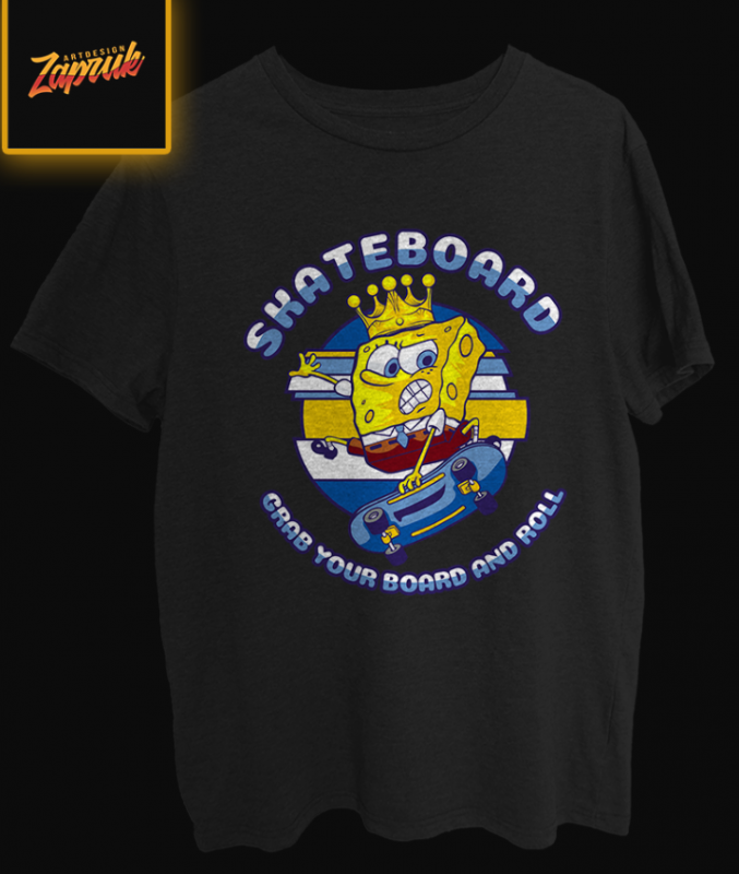 Cartoon Spongebob Skateboard PNG – ready made tshirt design