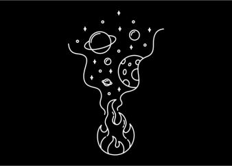Space Fire t-shirt design for sale