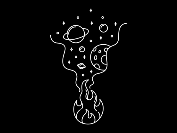 Space fire t-shirt design for sale