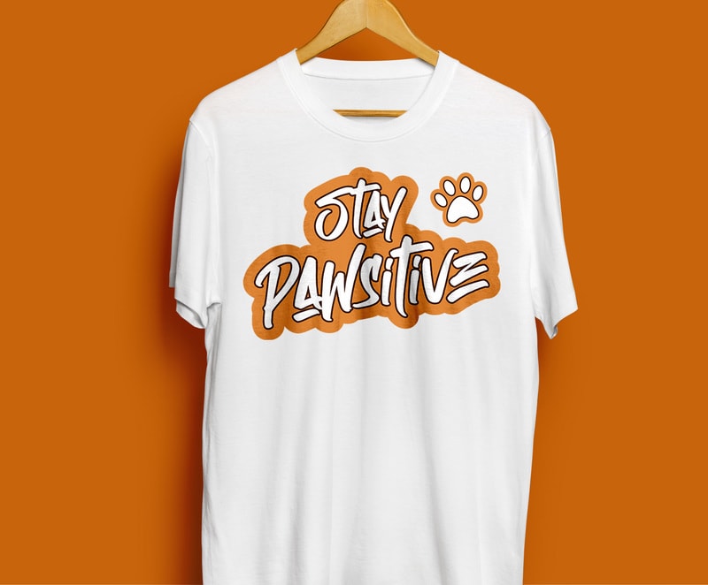 Download Stay Pawsitive Dog T shirt design for sale - svg, png, jpg, eps, ai - Buy t-shirt designs