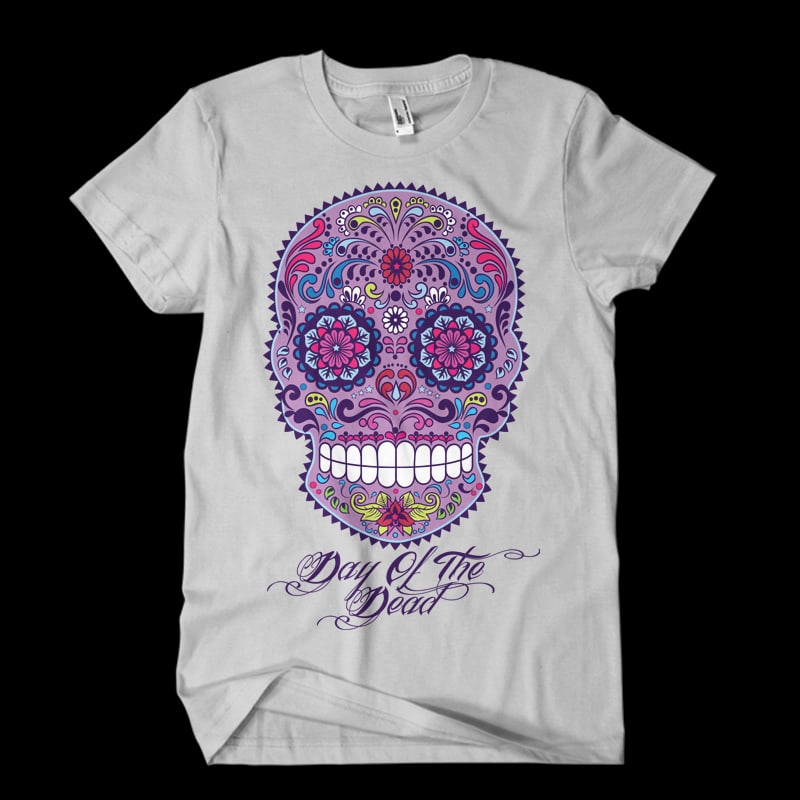cool skull day of dead buy t shirt design for commercial use