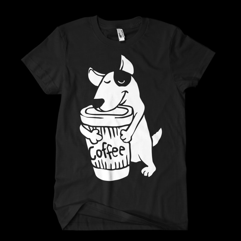 coffee and dog graphic t-shirt design