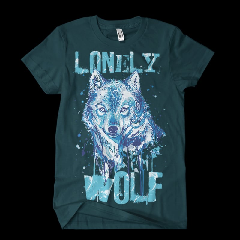 lonely wolf print ready t shirt design