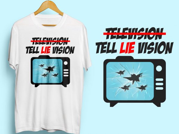 Tell lie vision vintage style graphic t-shirt design for sale