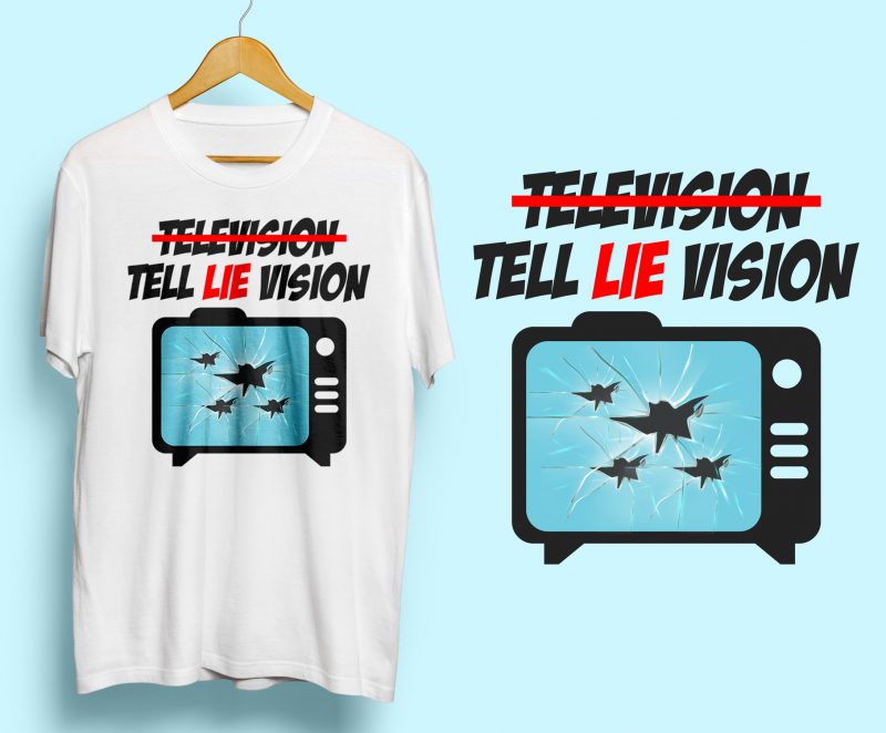 TELL LIE VISION Vintage style graphic t-shirt design for sale