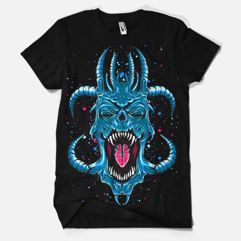 The Blue Devil Skull t shirt design for sale