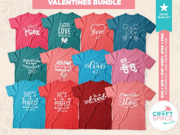 Valentines svg bundle + bonus cutting file dxf pdf cut file for cricut and silhouette t shirt vector art