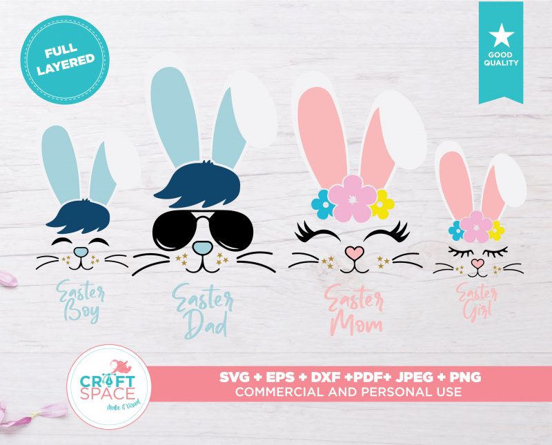 Easter Family SVG DXF PDF Cutting File for Cricut Explore Silhouette Cameo Studio 3 buy t shirt design artwork