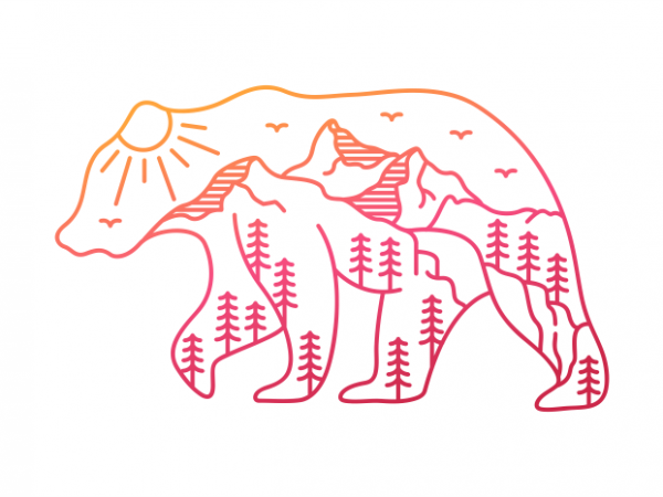 The adventurous bear t-shirt design for sale