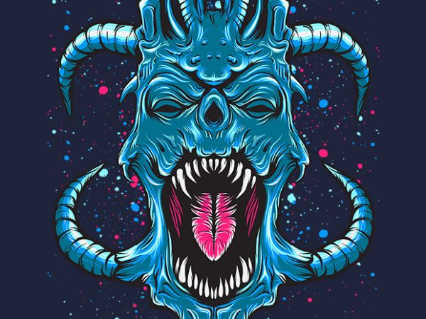 The blue devil skull t shirt design for sale