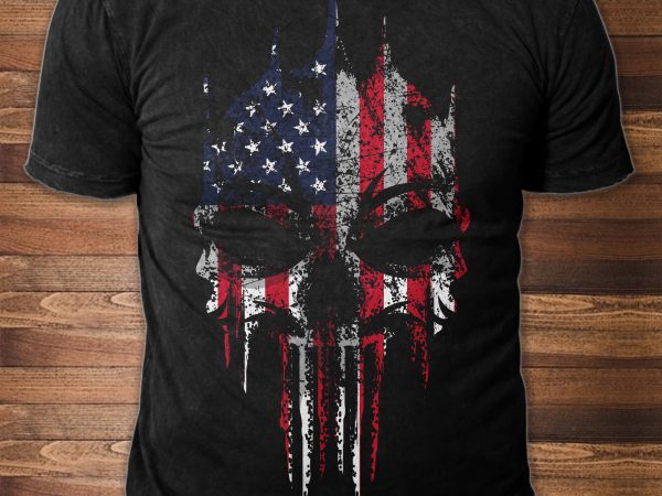Patriotic skull t-shirt design for sale