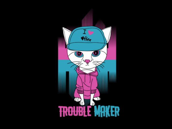 Retro cat trouble maker buy t shirt design
