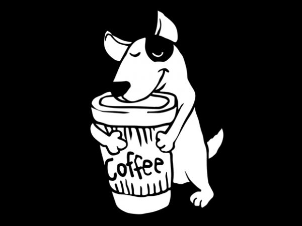 Coffee and dog graphic t-shirt design