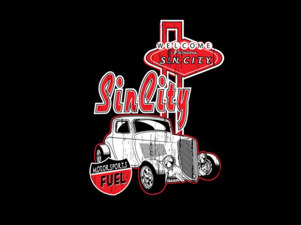 Vegas old car t shirt design for sale