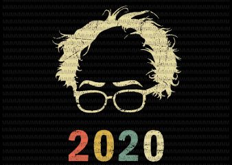 Retro Bernie 2020, Glasses Hair Vintage Bernie Sanders svg, png, dxf, eps, ai file t-shirt design for commercial use