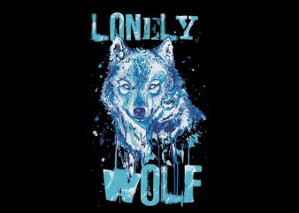 lonely wolf print ready t shirt design