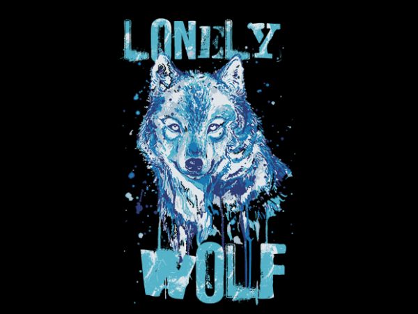 lonely wolf print ready t shirt design - Buy t-shirt designs