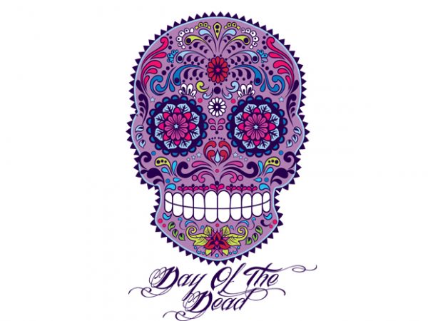 Cool skull day of dead buy t shirt design for commercial use
