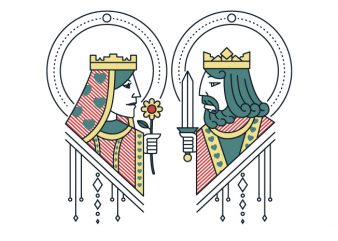 king and queen graphic t-shirt design