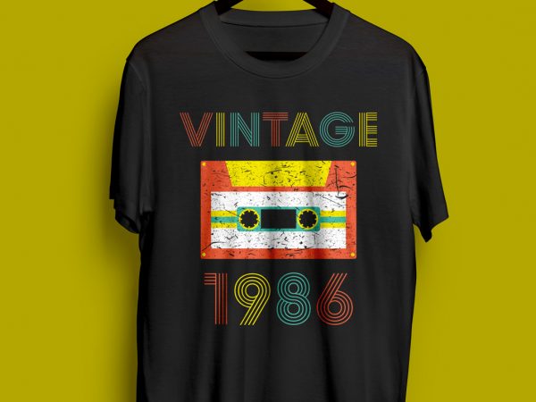 Vintage-1986-cassette t shirt design for purchase Vintage-1986-cassette t shirt design for purchase