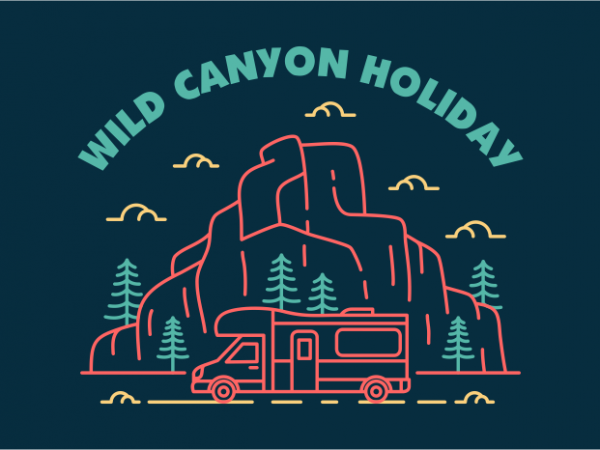 Wild canyon holiday graphic t-shirt design