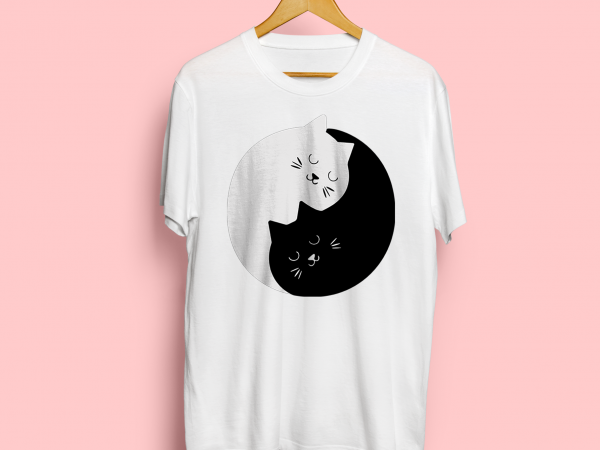 Ying yang kitties graphic t-shirt design