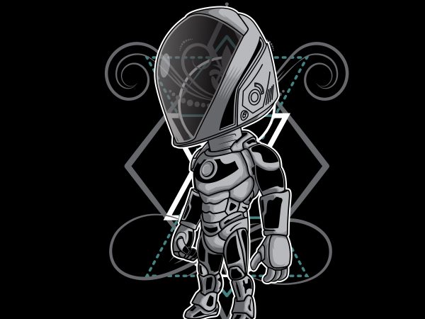 Astronaut cyborg cartoon shirt design png