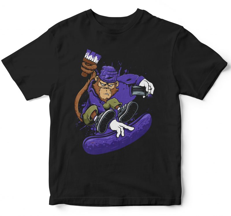 Bad Monkey painter cartoon pop style t shirt design template