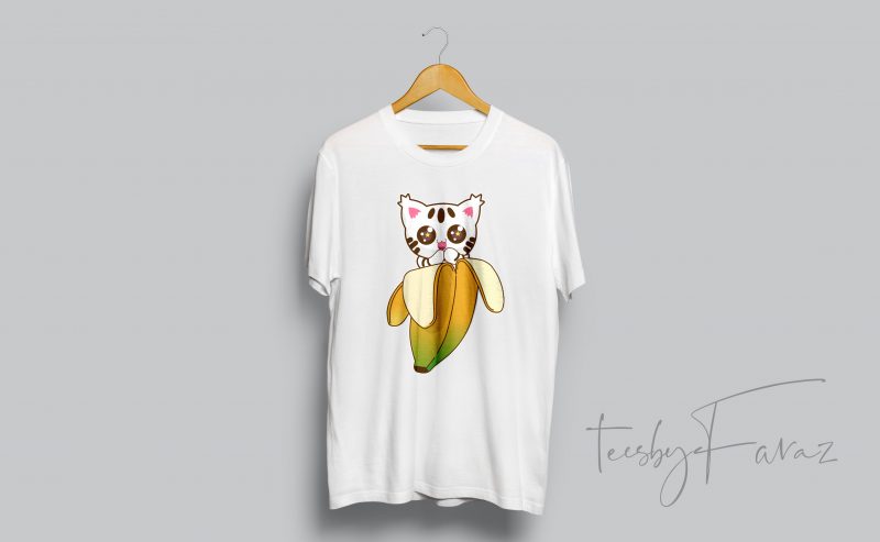Banana Kitten graphic t-shirt design