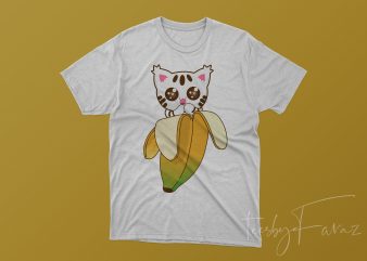 Banana Kitten graphic t-shirt design
