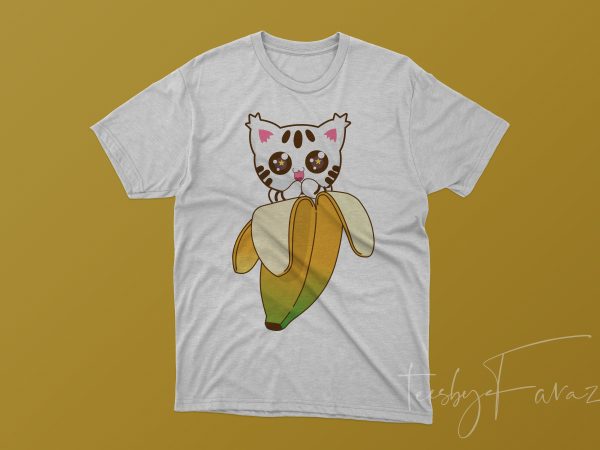 Banana kitten graphic t-shirt design
