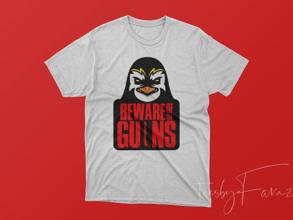 Beware of penguins retro style print ready t shirt design