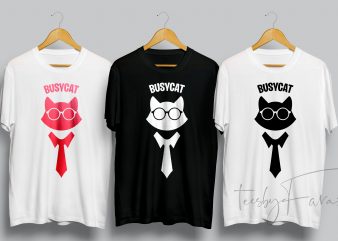 CAT- BusyCat t shirt design for download