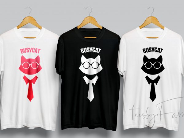 Cat- busycat t shirt design for download