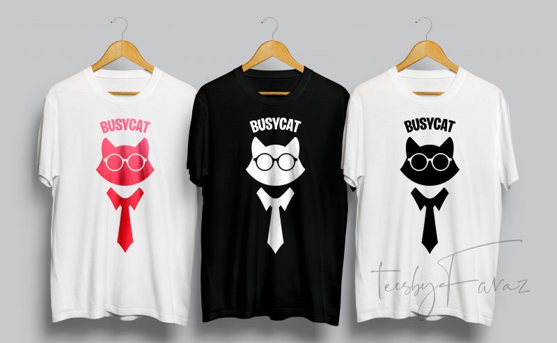 CAT- BusyCat t shirt design for download