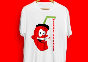 cartoon wanna drink t-shirt design for commercial use
