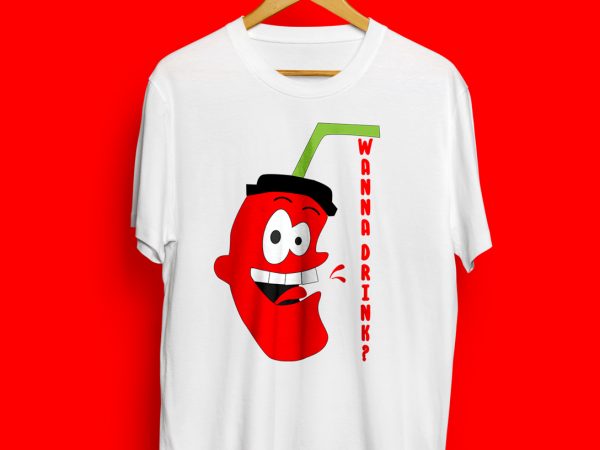 Cartoon wanna drink t-shirt design for commercial use