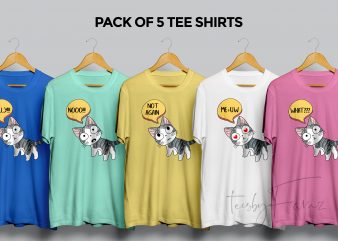 Pack of 5 Cat Tshirts
