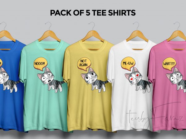 Pack of 5 cat tshirts