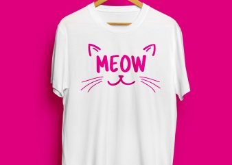 cat meow t shirt design for download