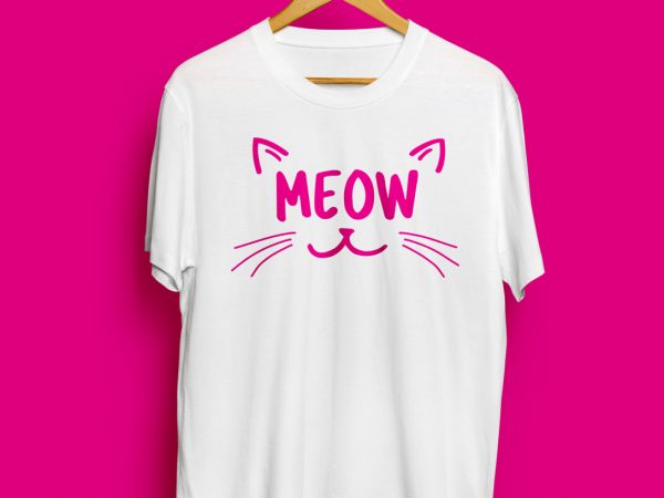 Cat meow t shirt design for download