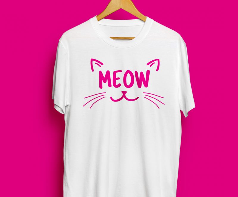 cat meow t shirt design for download