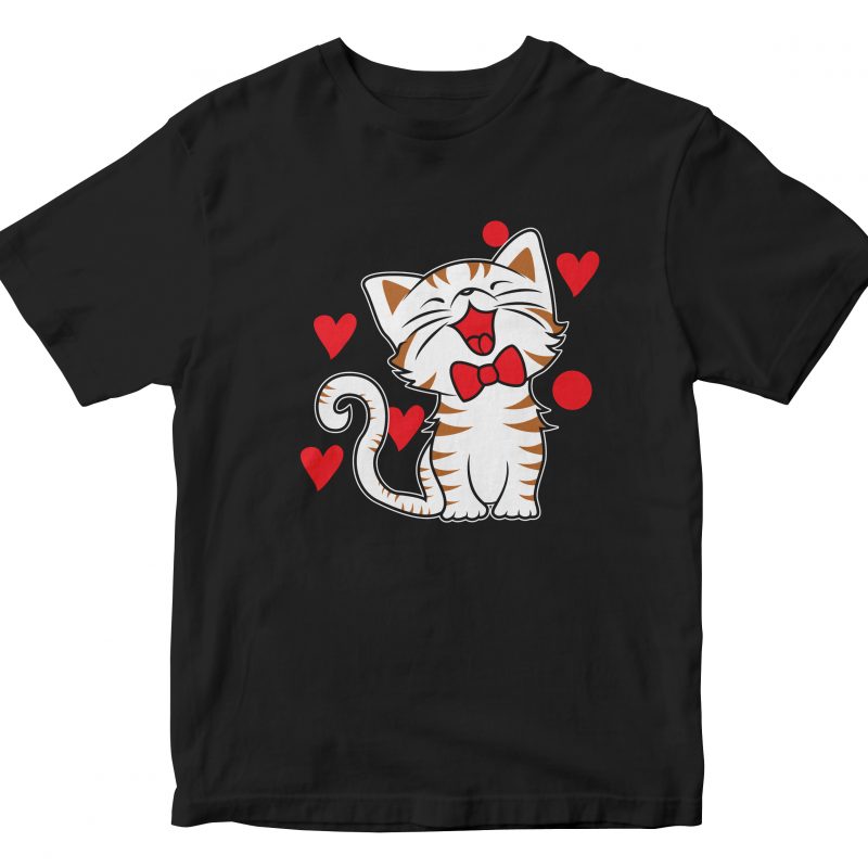 funny cat cartoon design t shirt design template