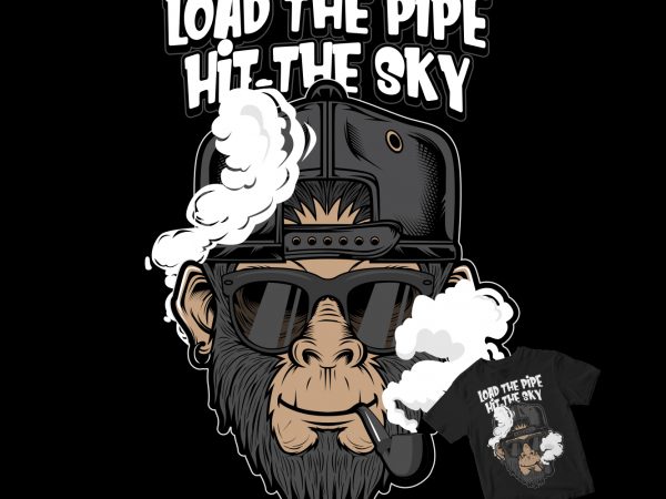 Smoker chimp monkey t-shirt design for sale