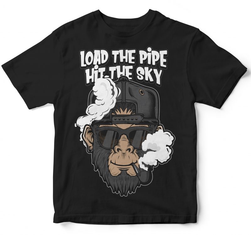 smoker chimp monkey t-shirt design for sale