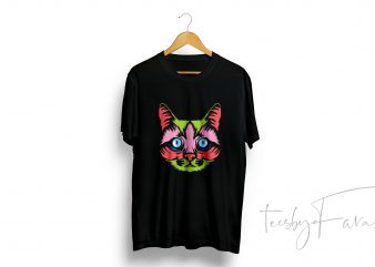 Colorful Cat t shirt design for download