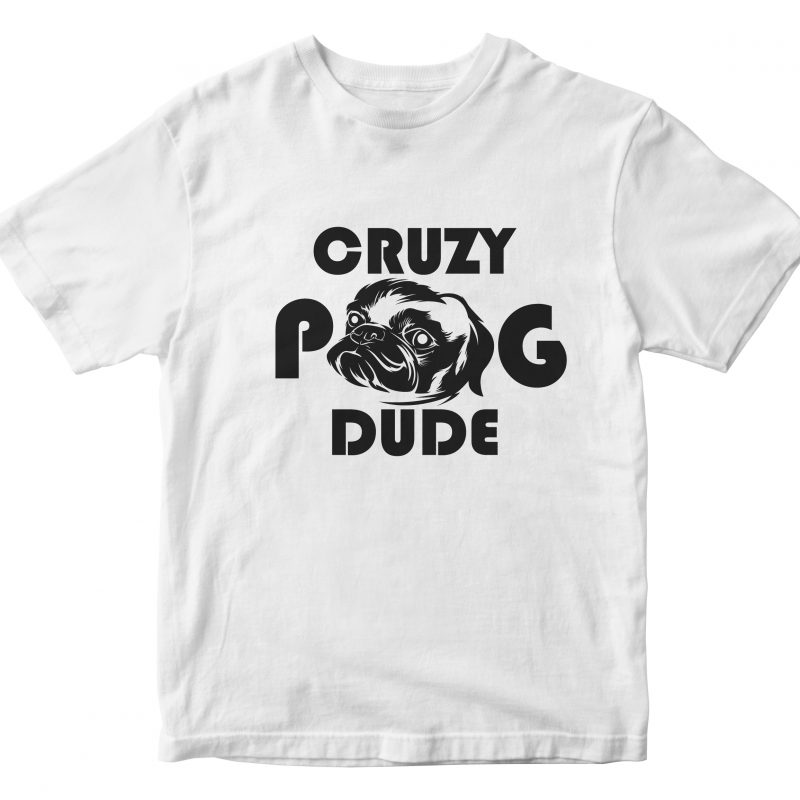 cruzy pug billdog cute black ready made tshirt design