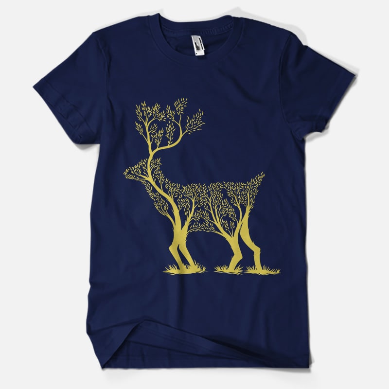 Trees or Deer buy t shirt design for commercial use